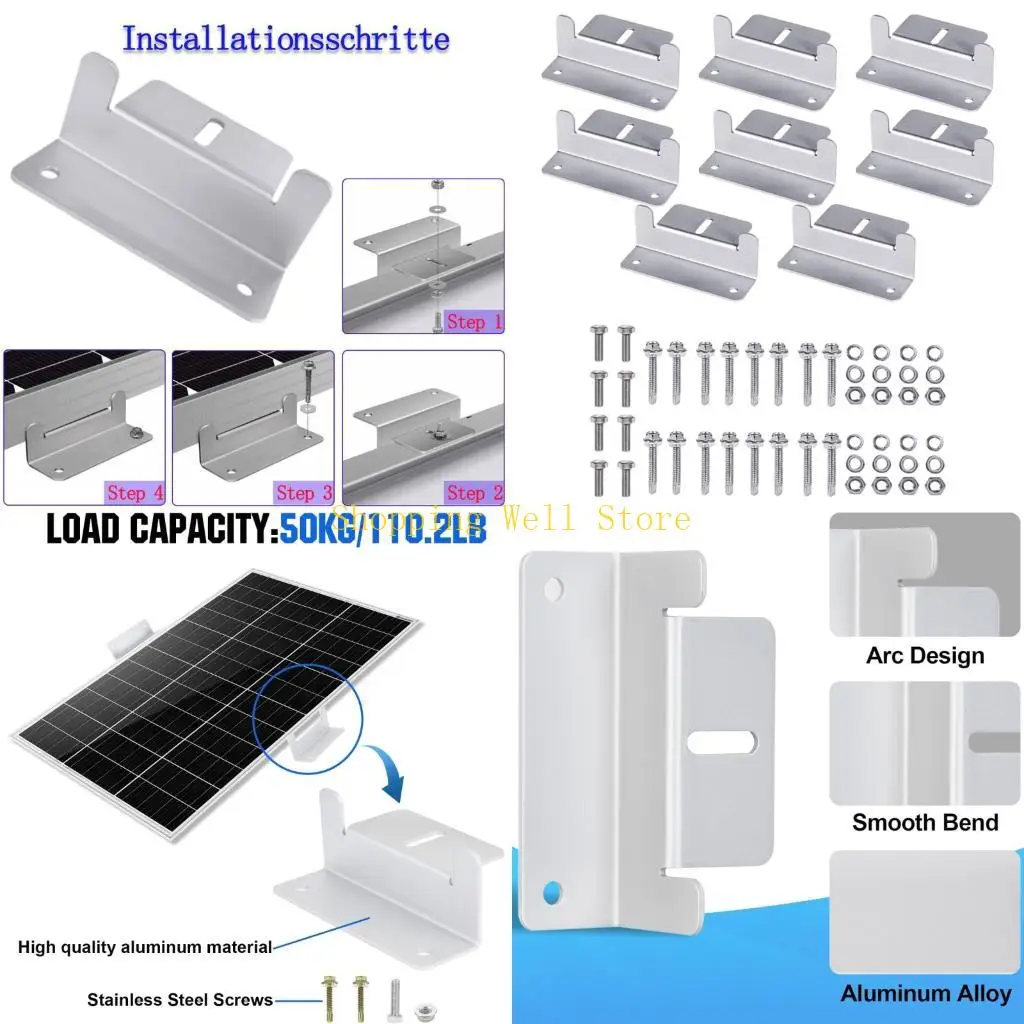 KX4B Solar Mounting Set Includes Aluminum Brackets and Stainless Screws for Quickly Assembly on Various Locations