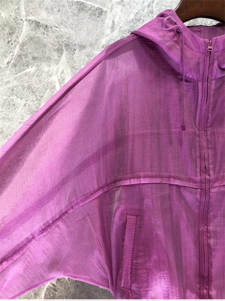 

Women's Casual Hooded Elastic Sun Protection Clothing Summer New Sle European Batwing irt Leisure Outerwear 66YY9