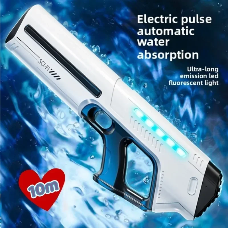 Pistolet à eau entièrement automatique pour enfants, pistolet de stockage de grande capacité, jouet électrique absorbant l'eau, jouet d'été en plein air, cadeau
