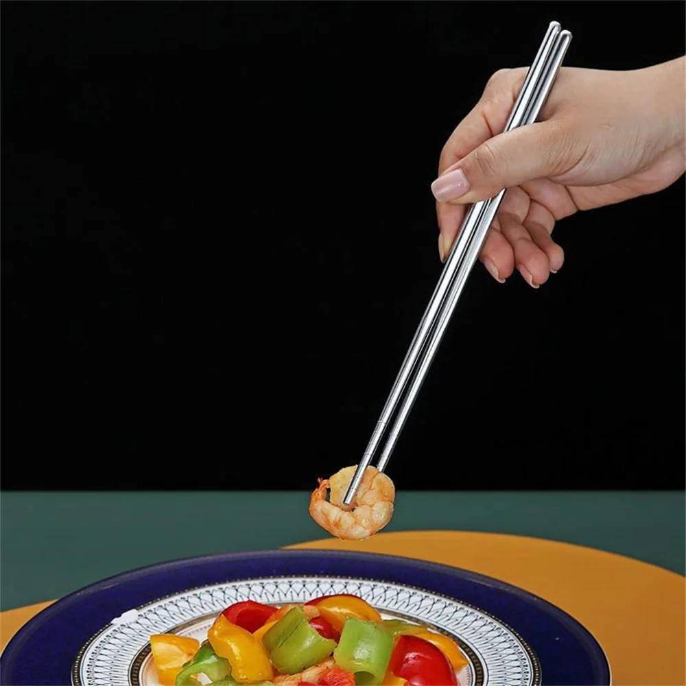 Non-slip Chopsticks Lightweight Stainless Steel Metal Chinese Tableware Stainless Steel Chopsticks Insulation Reusable Anti-slip