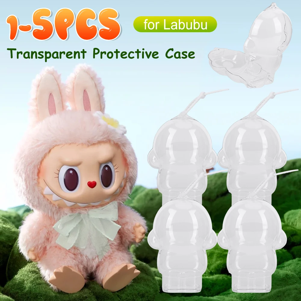 1-5 szt. Przezroczyste etui ochronne na lalkę elfa, plastikowa urocza osłonka na pluszak elfa, etui ekspozycyjne na Labubu, akcesoria do pudełka do przechowywania