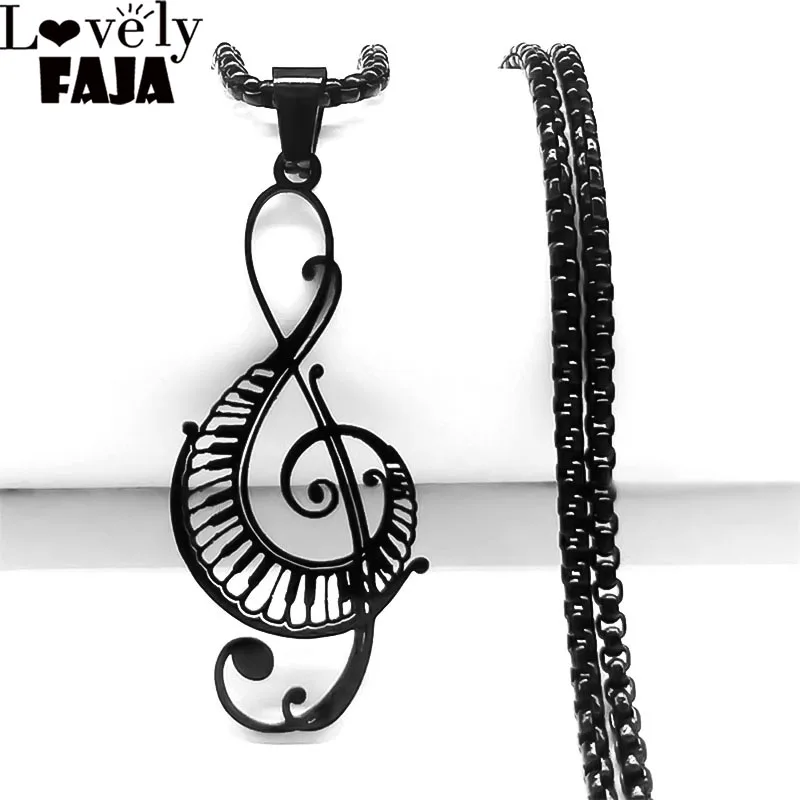 2024 Musical Note Hollow Pendant Necklace Women Piano Keys Stainless Steel Goth Necklace Music Symbol Gift Jewelry Gift N8598S03