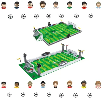 Football field building blocks DIY table football board building bricks blocks educational toys gift for children famous football stars