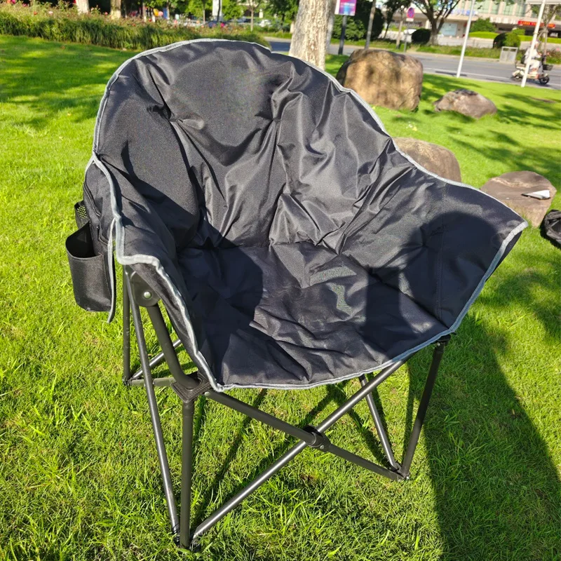 Outdoor Oversized Heated Camping Chair 3 Heat Levels Portable Folding Round Moon Folding Lawn Heated Chair for Camping Patio