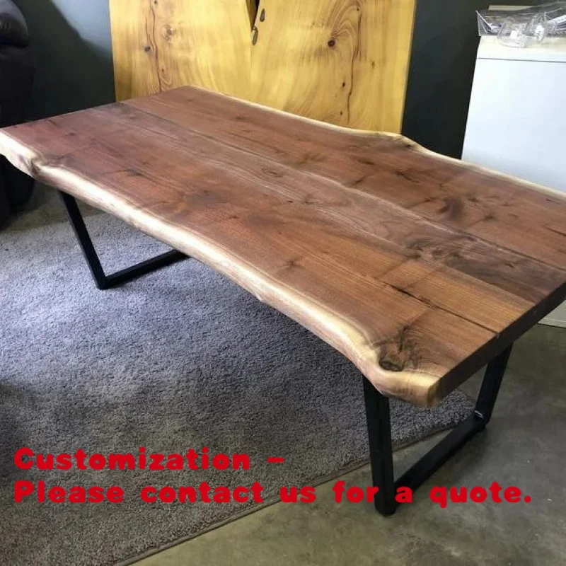 

custom.Industrial Live Black Walnut Solid Wooden Coffee Table With Metal