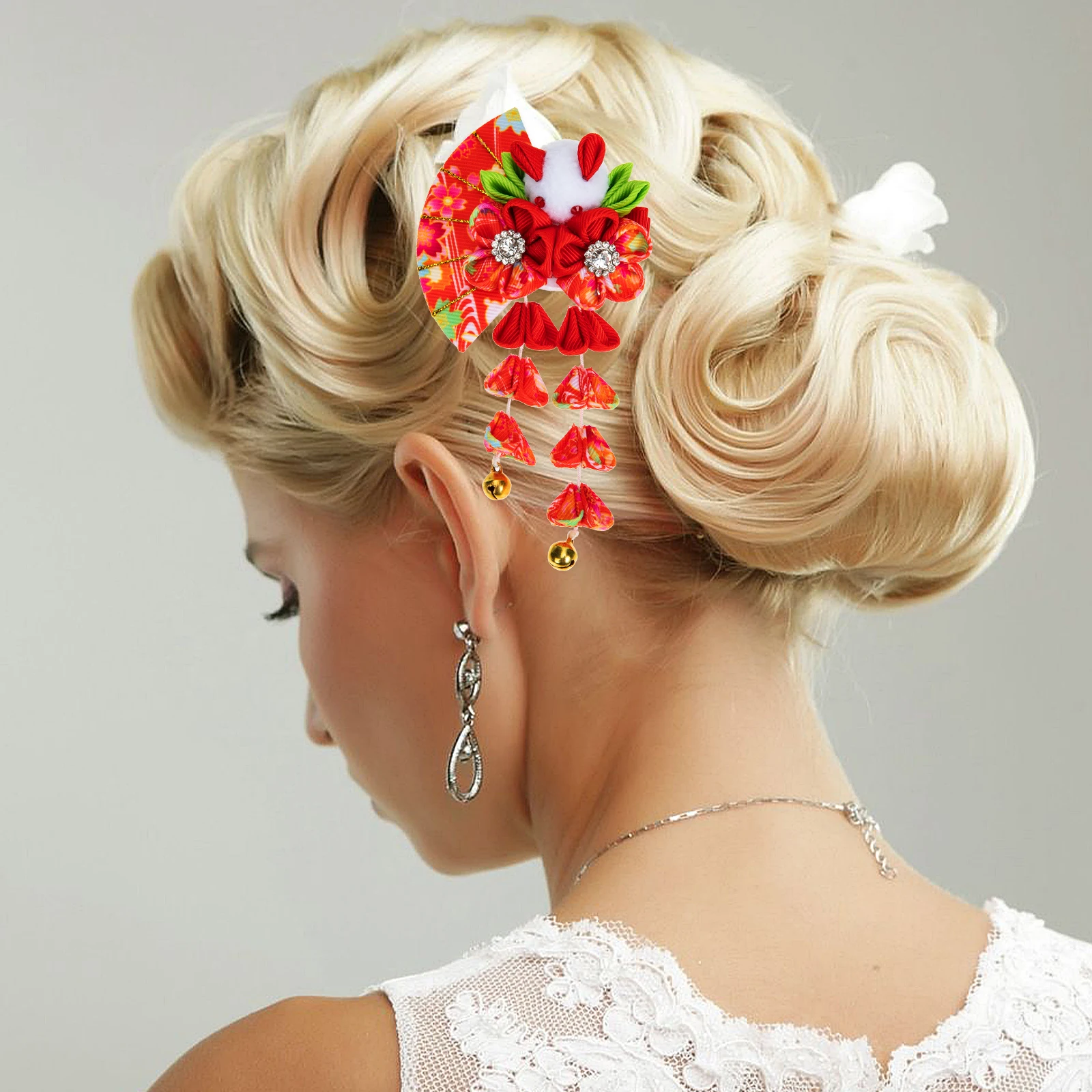 

Rabbit Hairpin Tassel Bell Barrette Girls Flower Clips Plastic Toddler Accessories Hanfu Headdress Exquisite Cloth Wedding