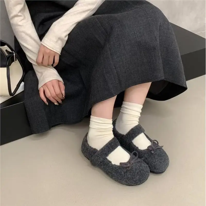 Elegant Winter Shoes Women Loafers Fur Increas Height Autumn Female Footwear Bow-Knot Casual Sneaker Clogs Platform New Fall Dre