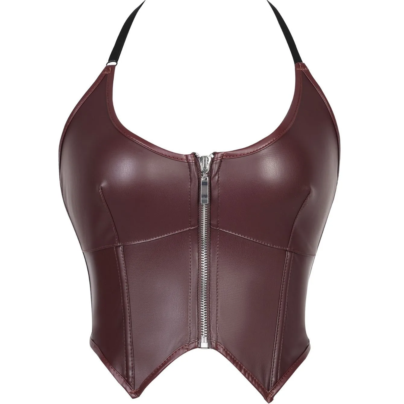 مشد تنحيف بسحاب ورقبة رسن بدون حمالات وقوس لتشكيل الجزء العلوي للسيدات