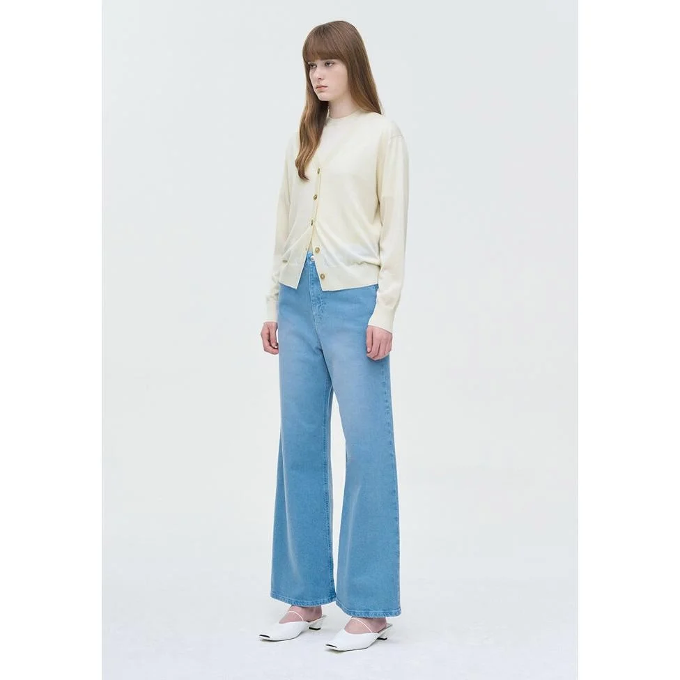 Elastyczne spodnie jeansowe z szerokimi nogawkami, wyszczuplające, uniwersalne, z wysokim stanem, dżinsowe spodnie, odzież damska na wiosnę i jesień.