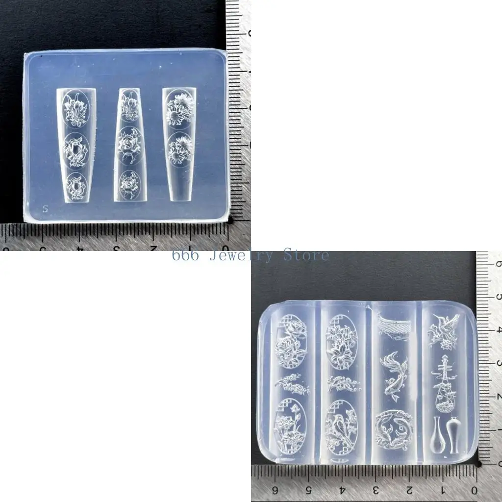 F2TD High Elastics Silicone Sculpting Mould With Pattern For Nail Art Crafting And Accessories Creation