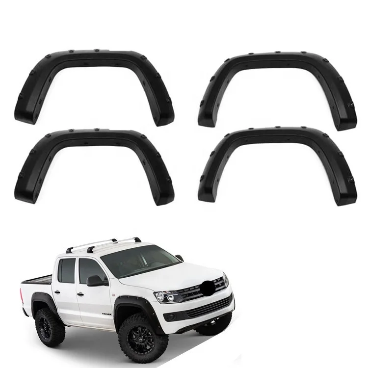 YORGA 4x4 ABS estilo remache guardabarros aleteo liso negro para VW AMAROK 2010-2019 4 puertas con perno