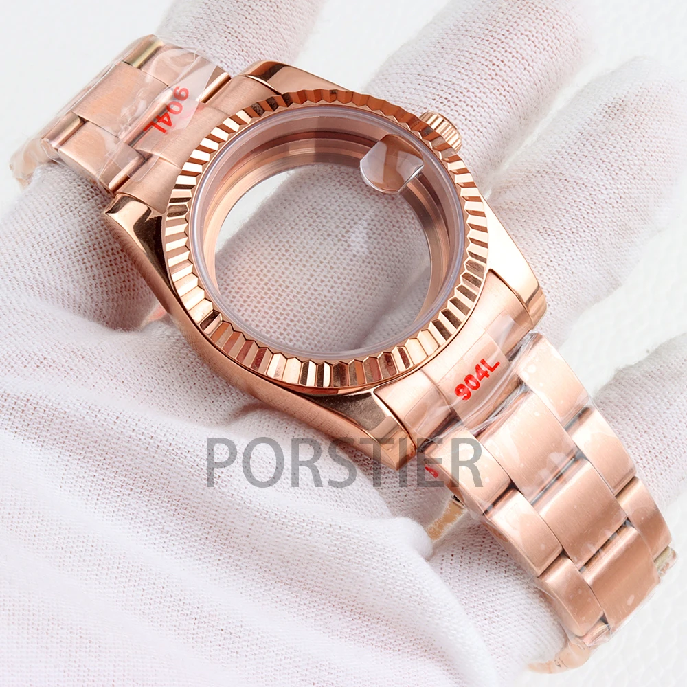 

Rose Gold 36/39mm NH35 Case 20mm Jubilee/Oyster Bracelet Solid 316L Stainless Steel for NH35 NH36 Movement Datejust 28.5mm Dial