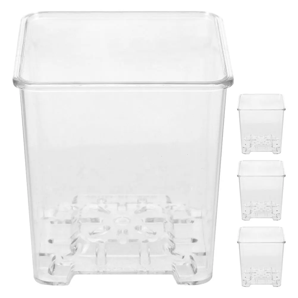 

4pcs Orchids Flower Pots Pots Clear Acrylic Plant Nursery Flower Planter Cups for Roots Growth Decor Supplies