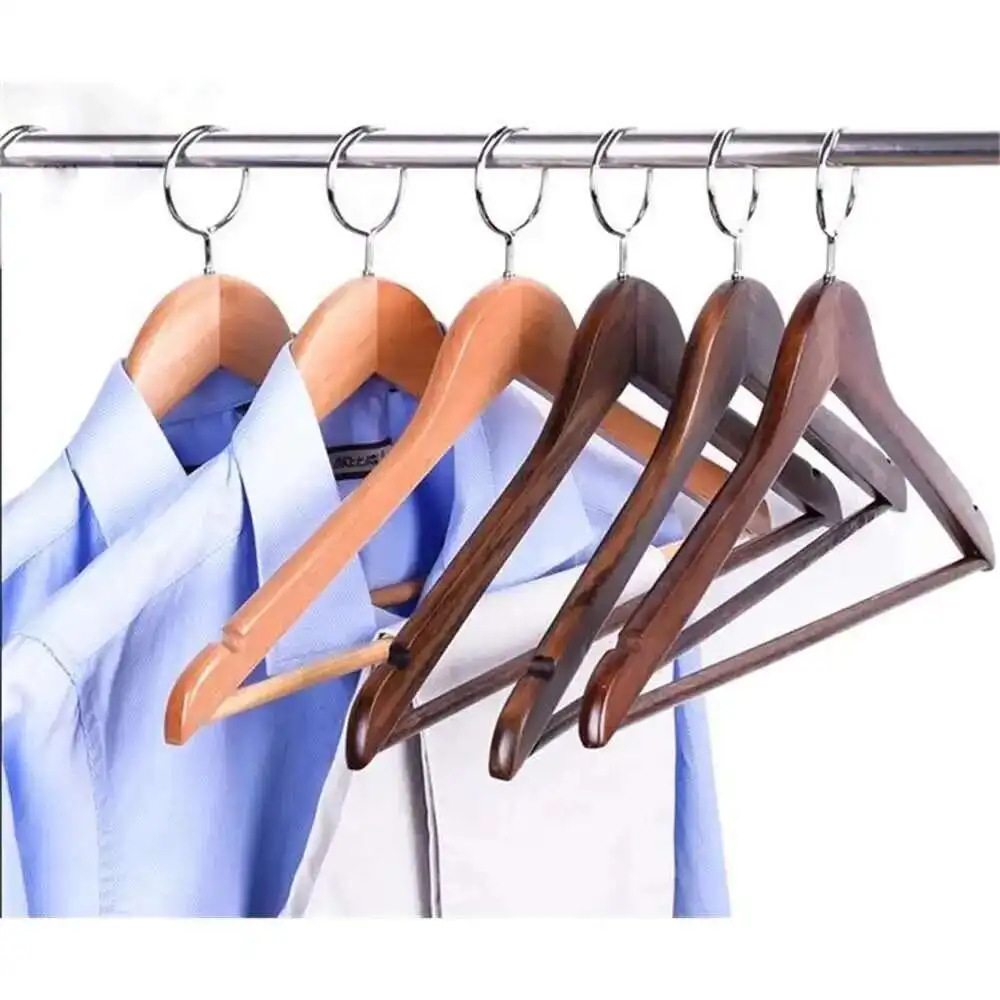 5 قطع من معطف الفنادق المضاد للسرقة، شماعات خشبية مغلقة بحلقة هوك، سترة واقية من الرياح، رفوف خشبية معلقة #6