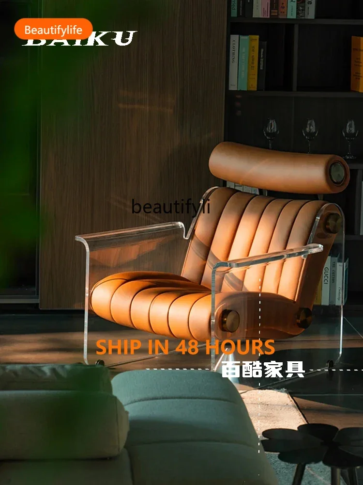 

Современное легкое роскошное акриловое кресло для отдыха, домашнее кресло для гостиной, подвесное кожаное кресло для переговоров в вестибюле отеля A51