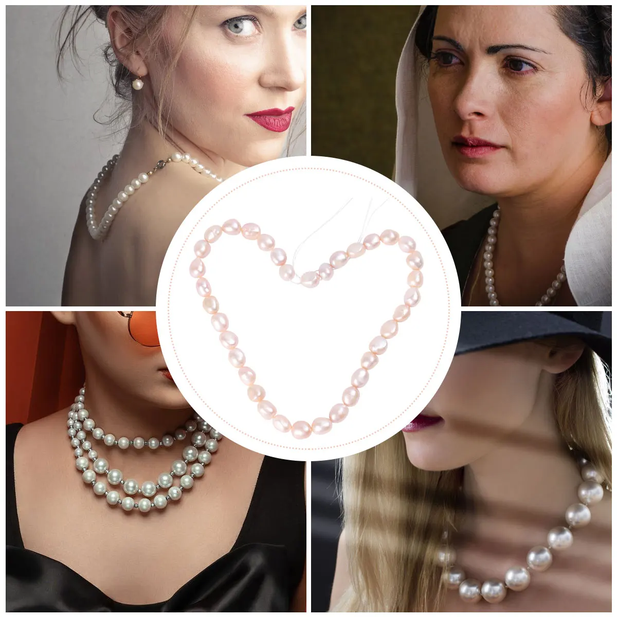 

1PC DIY Pearl Necklace 9-10MM Baroque Pearl Necklace Natural Pearl Neck Jewelry for Women (Colorful Semi-finished Product 36CM A