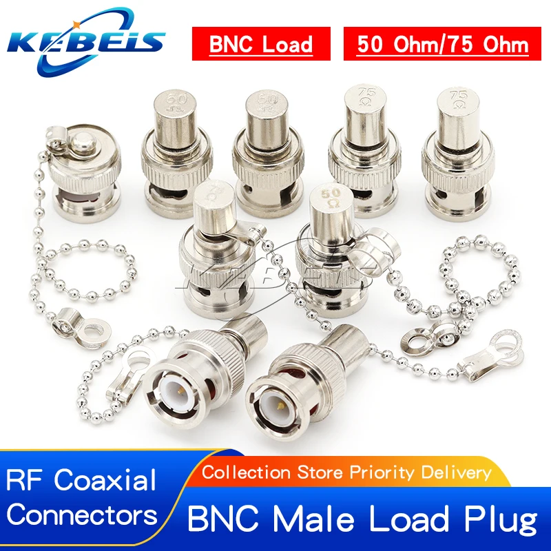 1-10PCS Q9 BNC Loads Male Plug Coaxial Brass Resistor Terminator Dummy BNC Load 50 Ohm&75 Ohm Connectors with Keychain Adapter