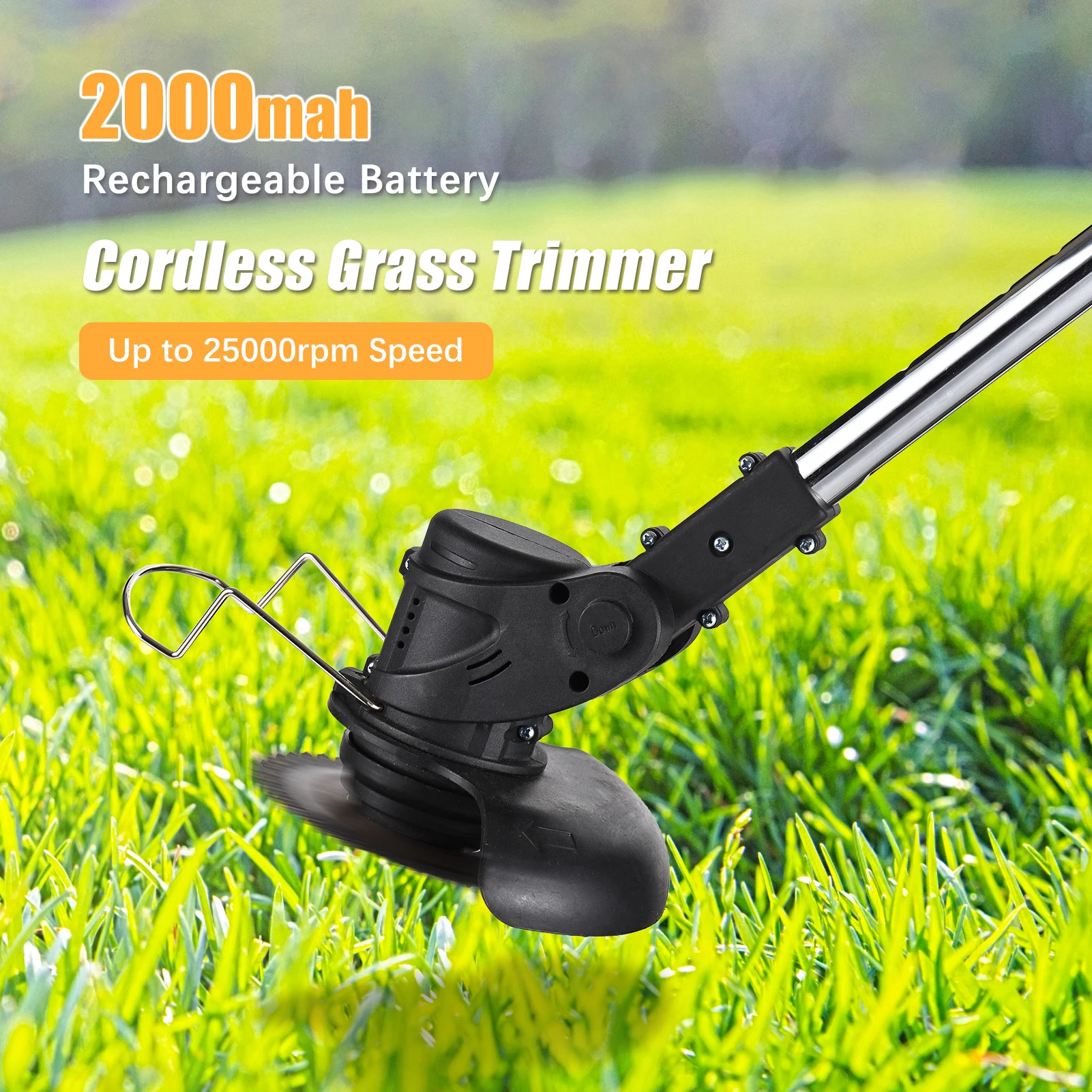 Cordless Grass Trimmer Weed Wacker 12V Weed-Wacking Machine Lightweight Adjustable Height Metal Cutting Blade for Garden Yard