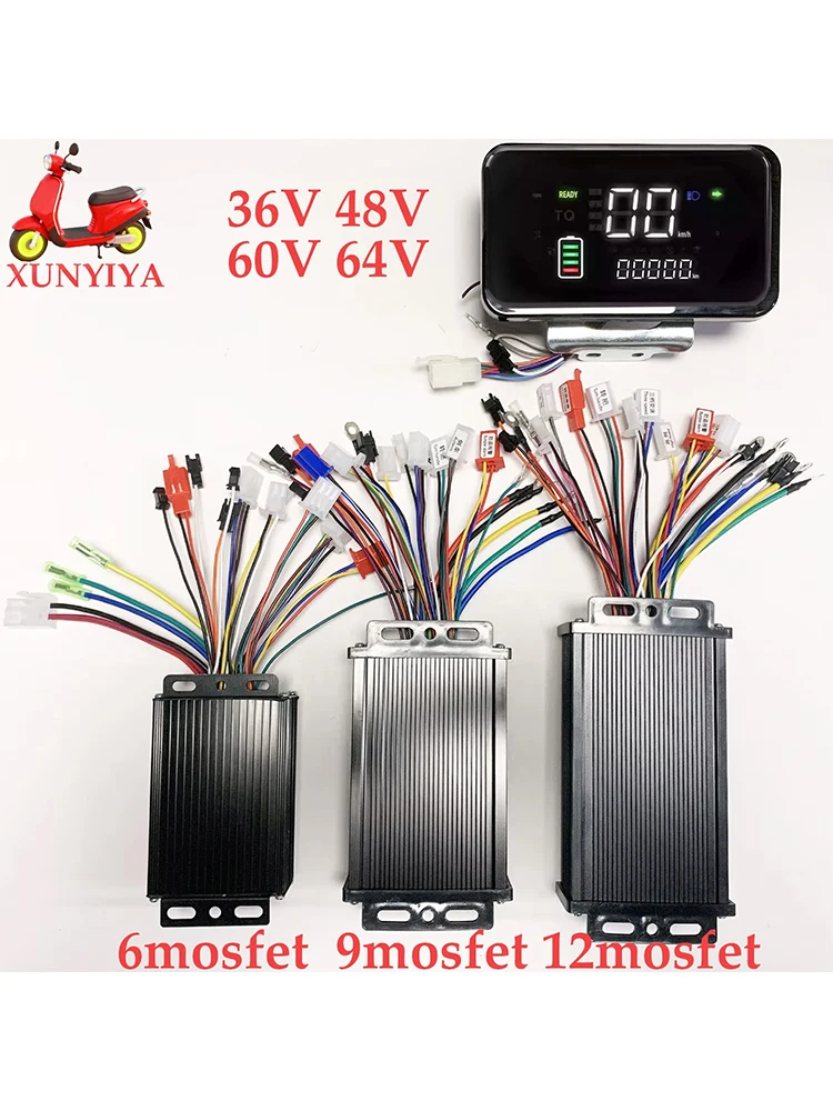 AliExpress NONE 36V 48V 60V 64V 350W/500W/1000W/1500W 25A Brushless Motor sine wave Controller with LCD Speed Display for E-bike e-motorcycle