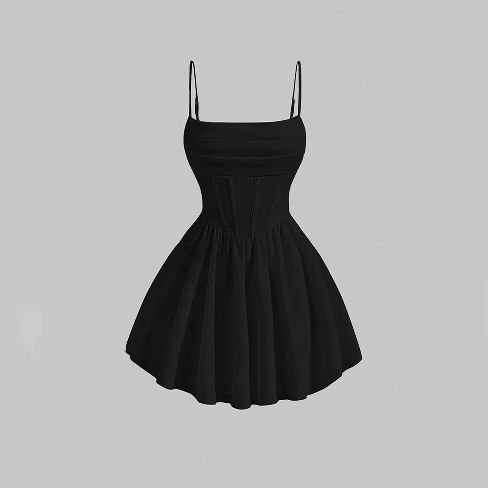 فستان نسائي ذو هيكل مشد كامي مكشكش سادة، فساتين للنساء، فستان الحفلات #6