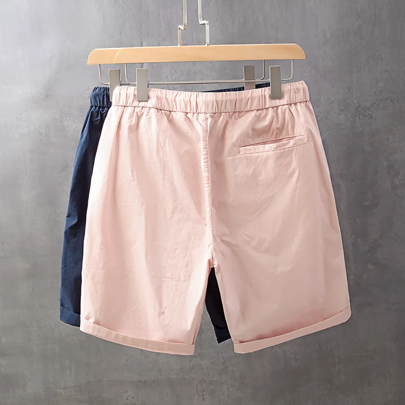 Summer New Trendy Men's Casual Shorts Pink Loose Straight Cargo Five-Point Shorts Trendy Versatile