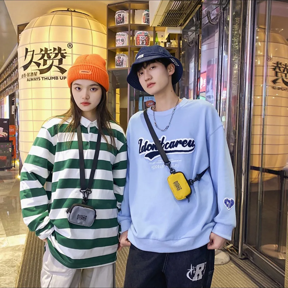 Cute Neck Hanging Nylon Coin Purse Lanyard Casual Couple Crossbody Bag Korean Style Earphone Bag Small Item Bag Boys Girls