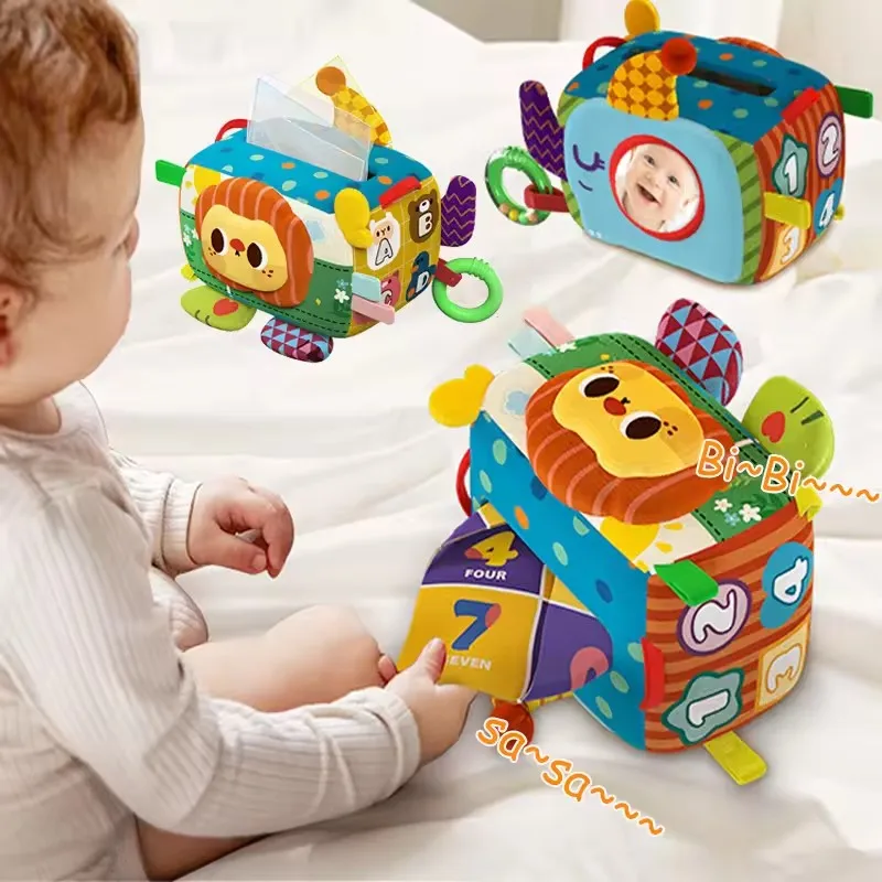 Nieuwe baby's en peuters 0-1 jaar oud Tissue Box Toy Baby Pompen Muziek Pasgeboren papier Vroeg onderwijs Creatief speelgoed
