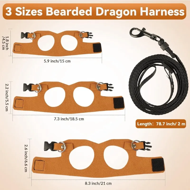 FYBL-For Reptiles Compatible Adjustable Lizard Harness With 2 Meter Leash-3 Pieces Set