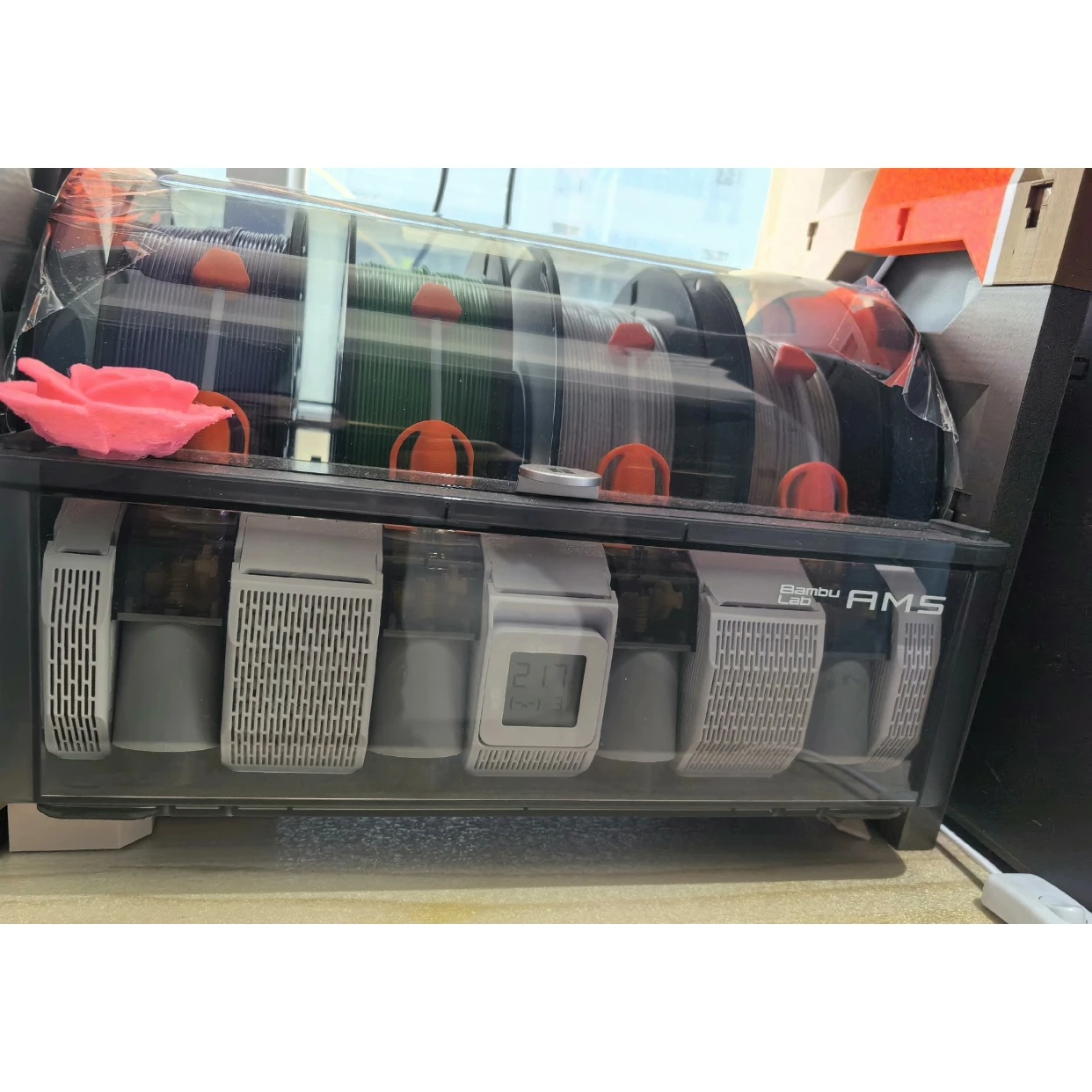 

Коробка осушителя для BambuLab AMS с гигрометром для AMS Набор из семи предметов AMS Защитная крышка кабеля с цифровым термометром