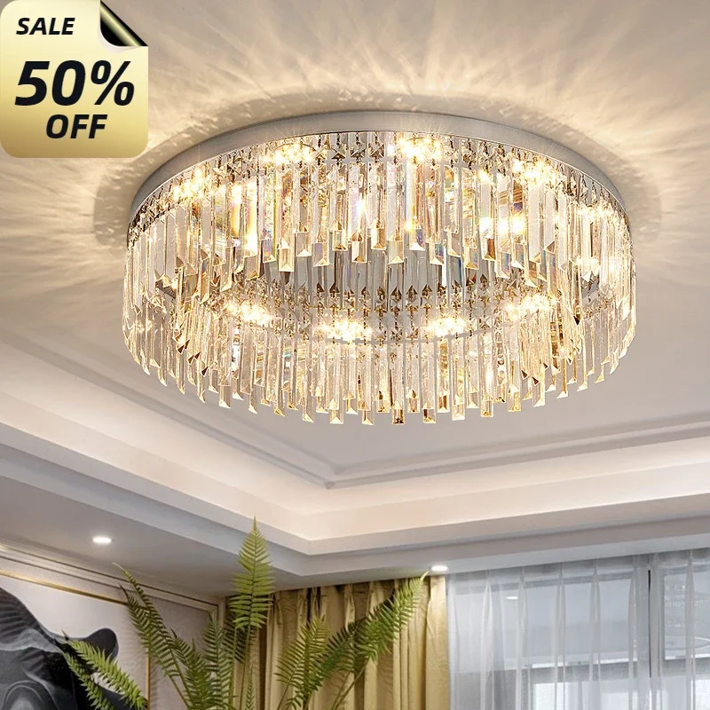 Luxury Crystal Ceiling Lamp Round Light Modern Minimalist Living Room Decoration Bedroom Whole House Indoor Lighting for Home