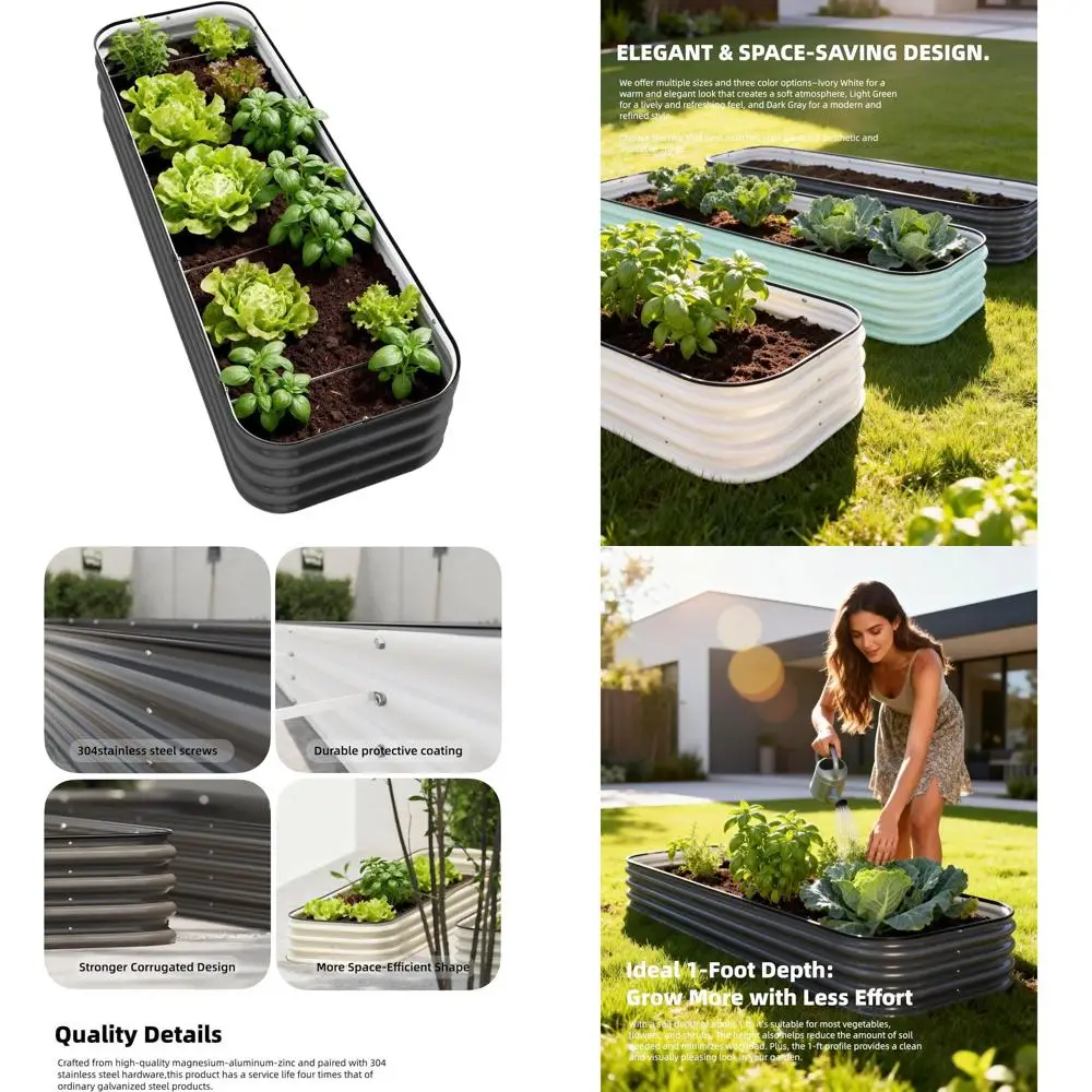 

Овальная большая металлическая приподнятая грядка-клумба, уличный контейнер для овощей и цветов, серый, 6.5x2x1 футов