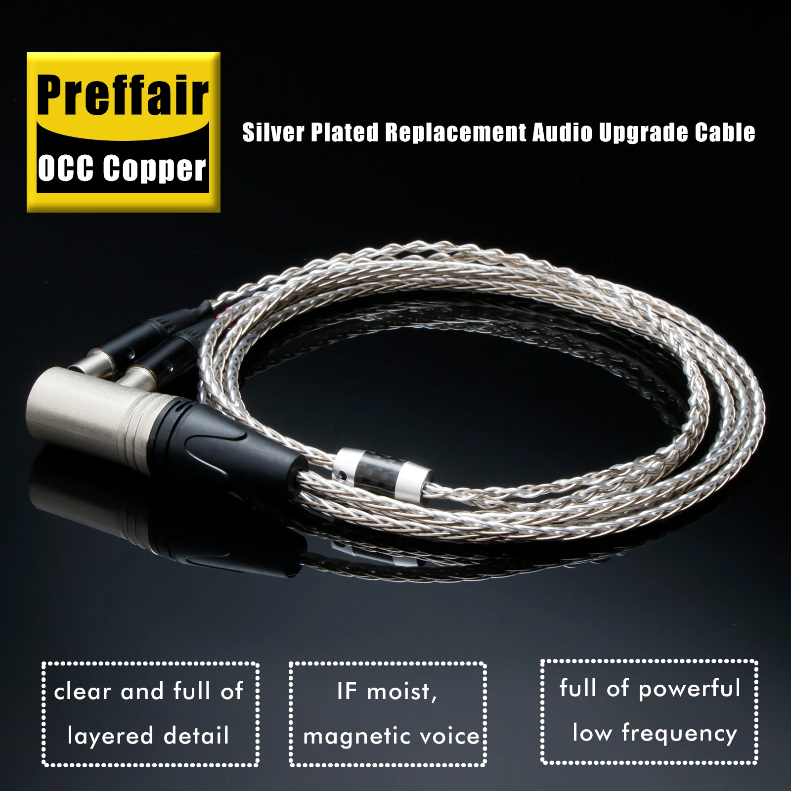

Preffair 8 Core Headphone Cable For LCD-2/ LCD-3/ LCD-4/ LCD-X/MM 500 XLR 4.4mm 2.5mm 6.35mm 2m 3m Upgrade Silver Cable