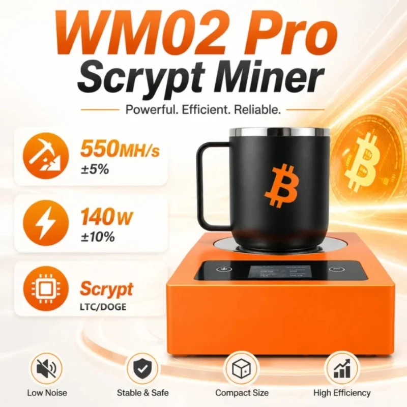 Jinglemining Magicminer WM02Pro Smart Coffee Mug Warmer 140W Cup Heater Built-in Scrypt Miner 550MH/s for LTC DOGE PSU included