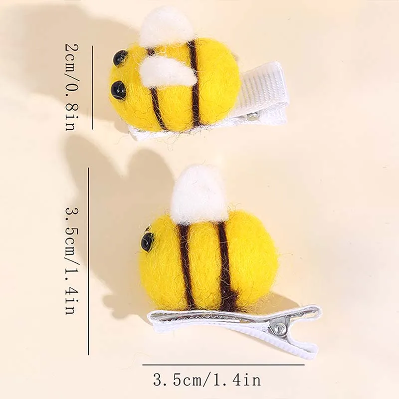 ncmama Kawaii Bee Hairpin Cute Little Bee Hair Clips for Baby Girls Handmade Felt Hairpins Barrettes Headwear Hair Accessories