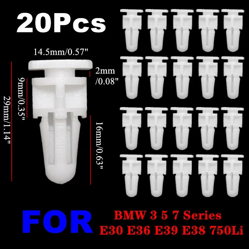 

20X 51471840961 For BMW 3 5 7 Series E30 E36 E39 E38 750Li Door Sill Cover Plate Trim Mounting Rivet Clips Retainer Fastener