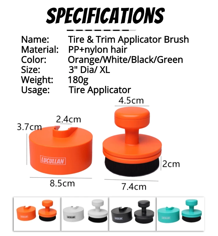 Lucullan XL Orange-Roter Reifenpflege-Applikator-Pinsel mit Weichen Nylonborsten für Reifenwände & -Kanten, Auto-Detailing – Detail 4