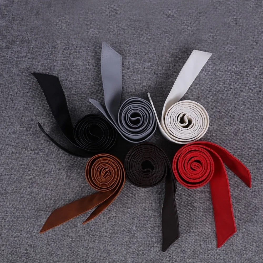 Casual Versatile PU Leather Belts Classic Solid Color Bowknot Belts Soft No Buckle Down Jacket Belts For Dress Coat