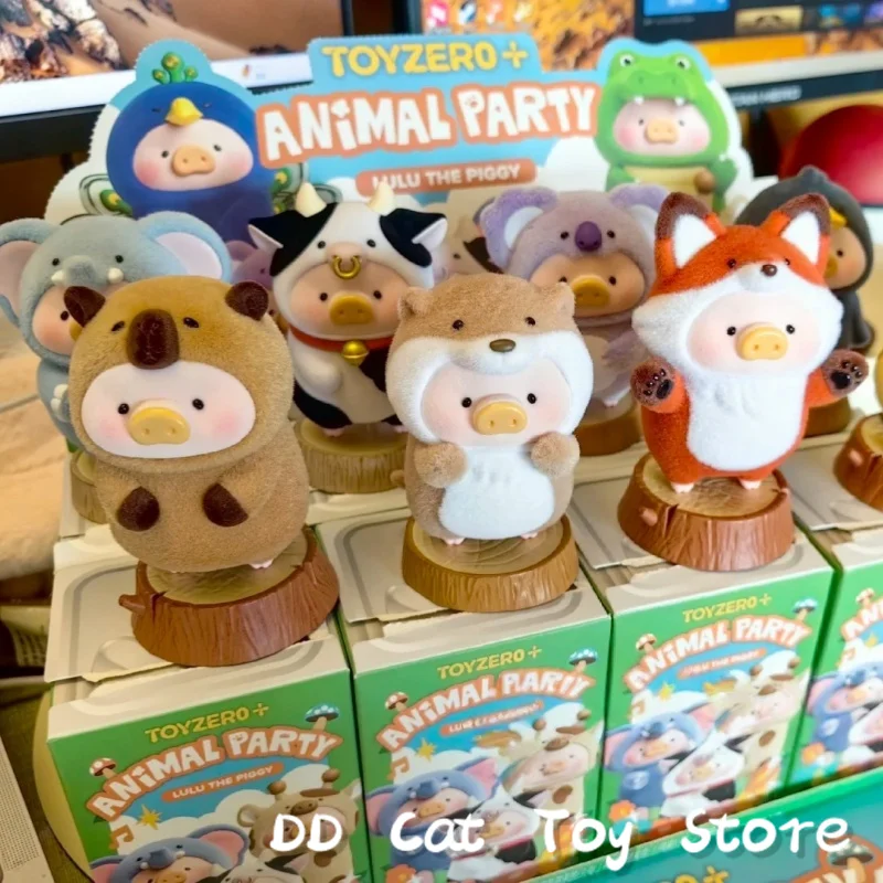 

New Genuine Lulu Pig Canned Pig Animal Party Series Flocking Blind Box Desk Ornament Kawaii Animals Surprise Box Birthday Gift