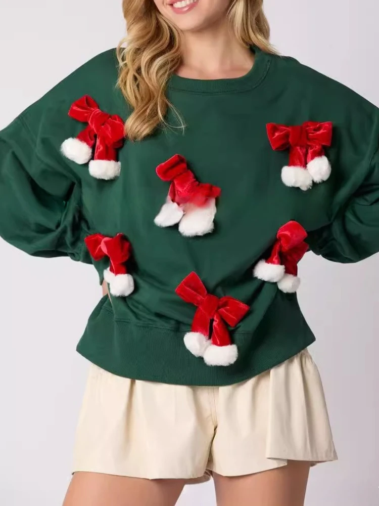 Neu in Weihnachten Pullover Frauen Herbst und Winter Neue O Hals Langarm Gedruckt Mode Lässig Gestrickte Pullover Feminina Top