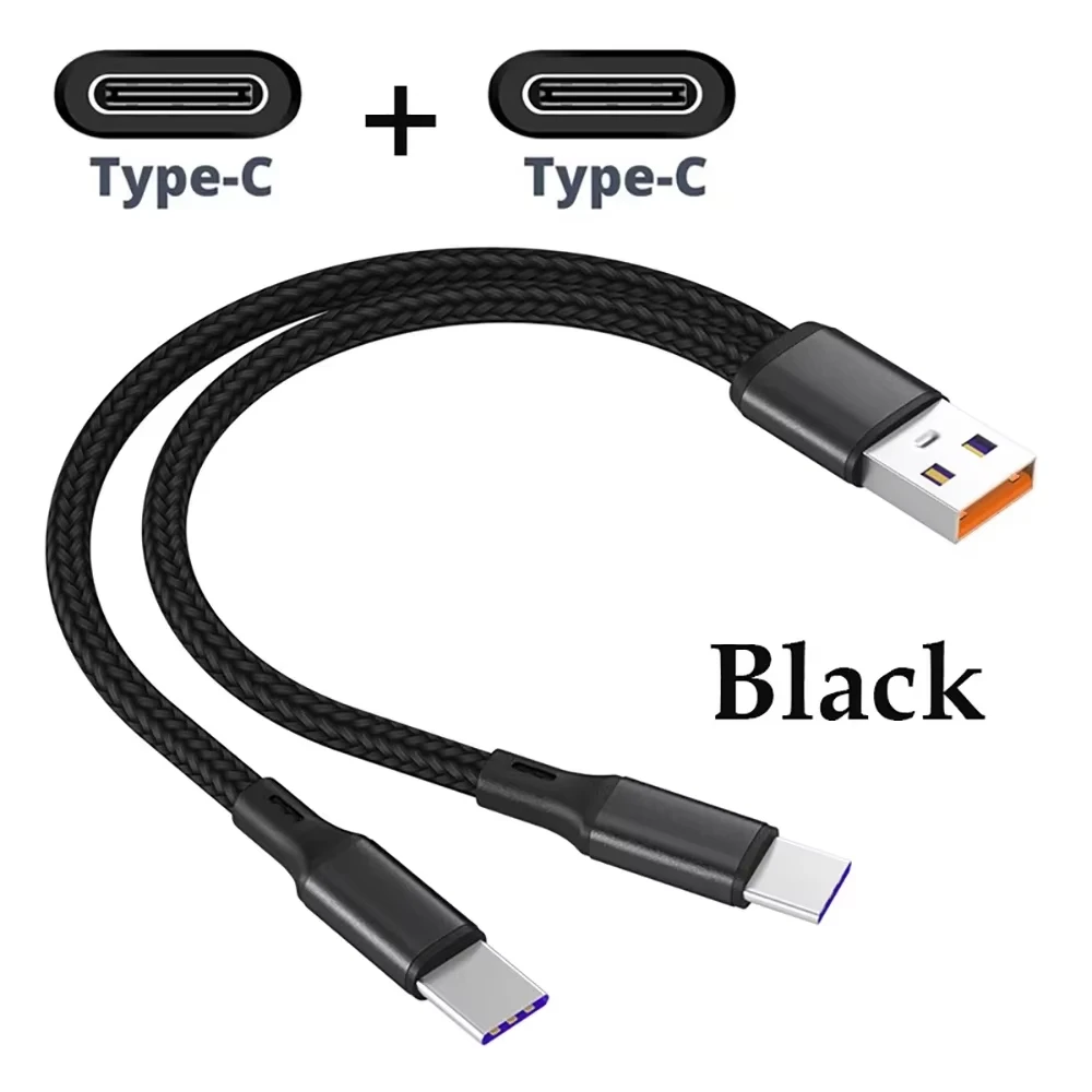 NNBILI 5A 2 in 1 Fast Charging Cable Y Splitter USB to Type C Micro USB Data Cord for Samsung Huawei Xiaomi Redmi Phones
