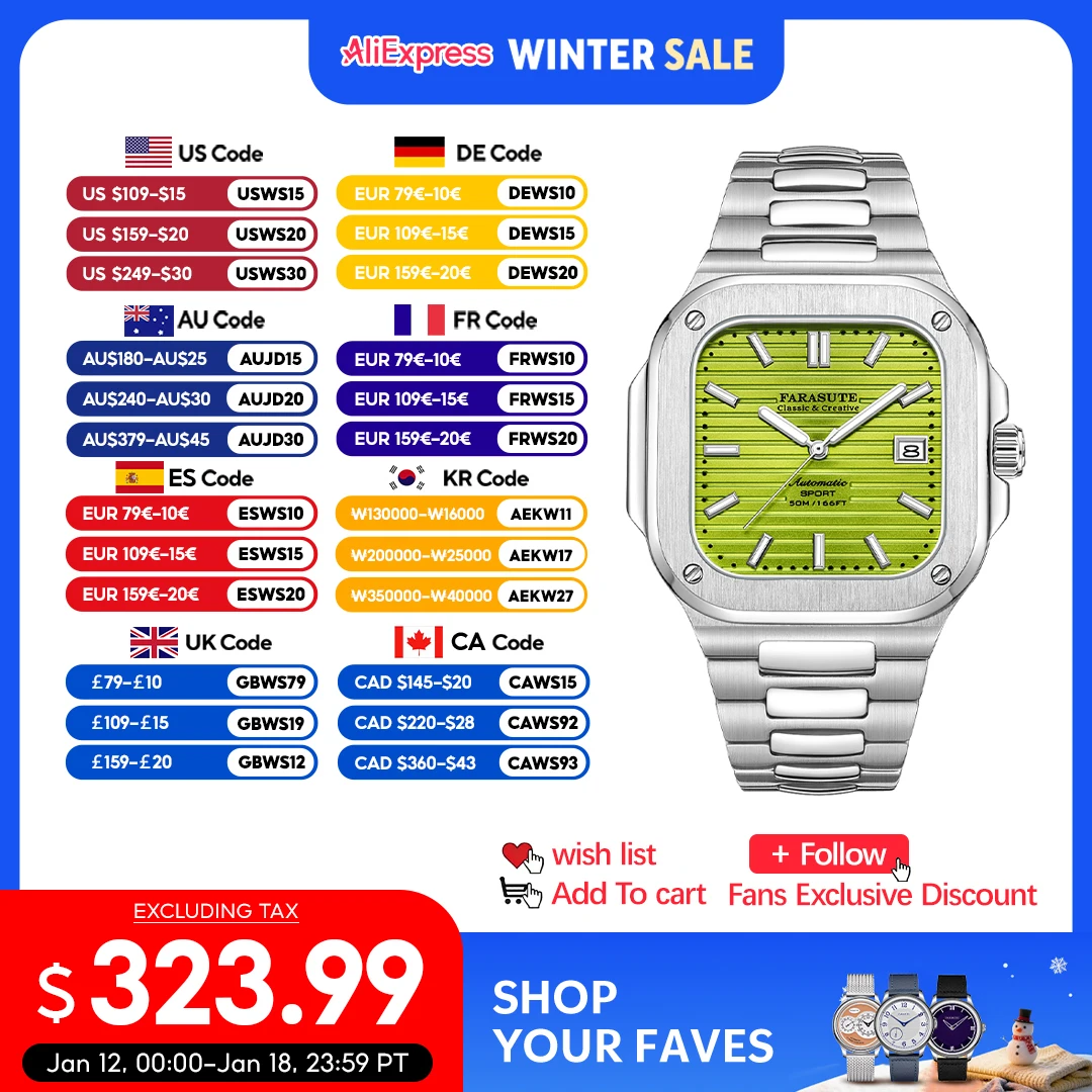 FARASUTE 自動機械式高級メンズ腕時計 Miyota9019 ムーブメント超薄型 8.9 ミリメートル発光 5ATM 防水腕時計男性