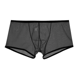 1pc Men's See Through Briefs Shorts Breathable Underwear U-convex Pouch Panties Mesh Low Waist Man Sheer Underpants