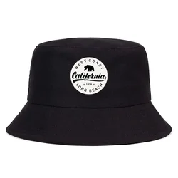 Summer 1976 California Long Beach Print Bucket Hat Woman Man Outdoor Sun Beach Panama Hat Unisex Casual Travel Sun Fisherman Cap
