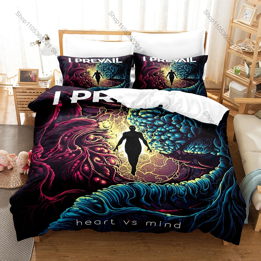I PREVAIL Bedding Set Duvet Cover + 2 Pillowcases Modern Metalcore Trauma True Power Skull Logo Dark Rock Bedroom Decor