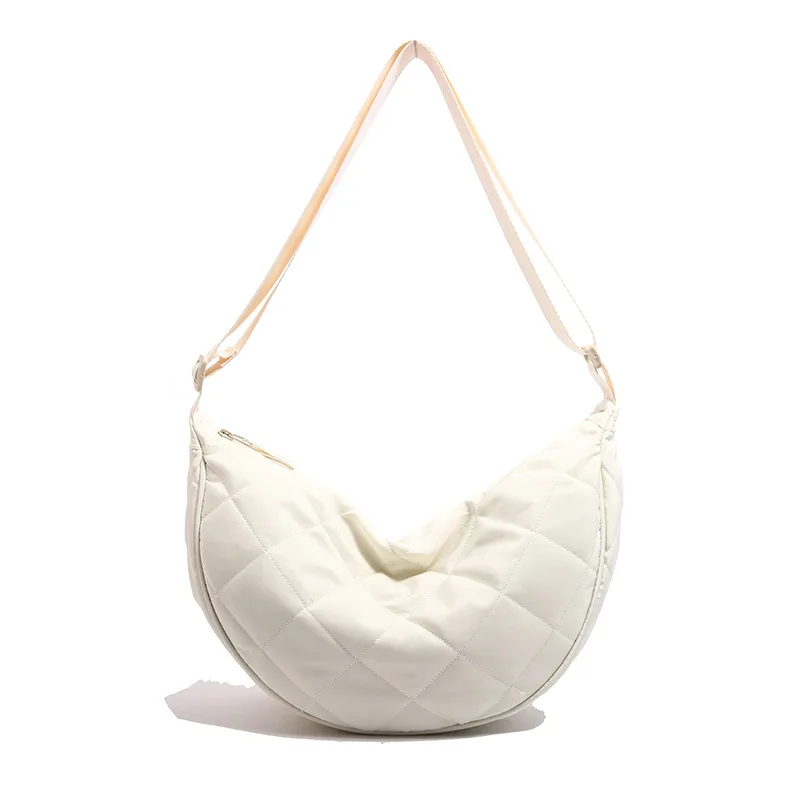 

Женская сумка через плечо, стеганая сумка в стиле пельменей, большая вместительная сумка в форме полумесяца с модным дизайном для повседневного повседневного использования на работу