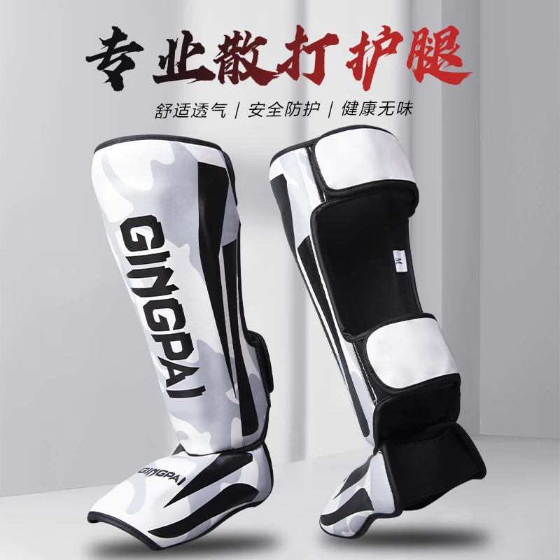 Muay Thai   MMA Boxing Shin Guard Instep Leg Protector Pads PU Leather Thicken Kick Foot Training Support Leg Warmers