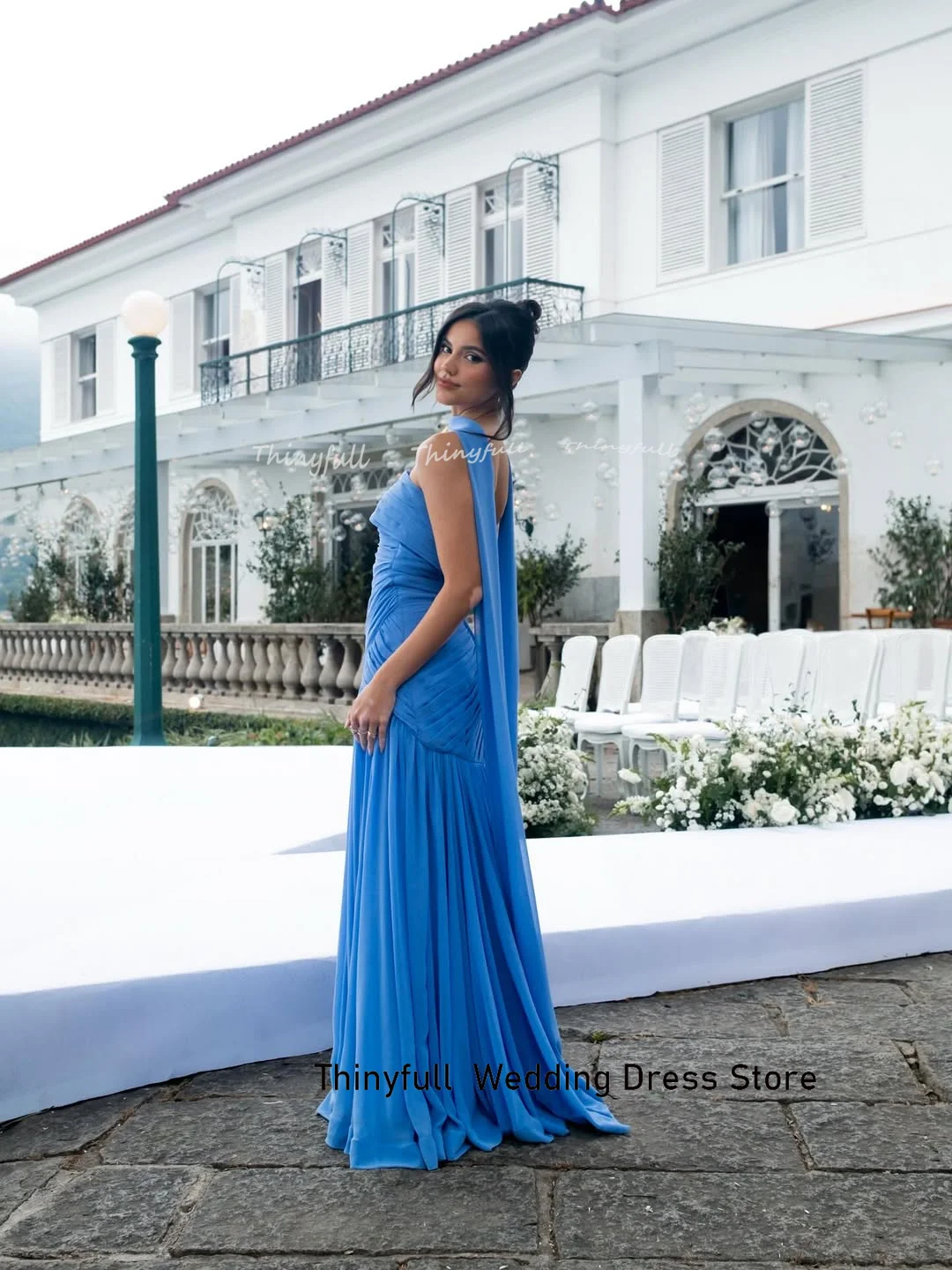 Thinyfull Mermaid Evening Dress 2026 Sleeveless Strapless Chiffon Prom Dresses Long Party Gown Robe De Soirée Customized