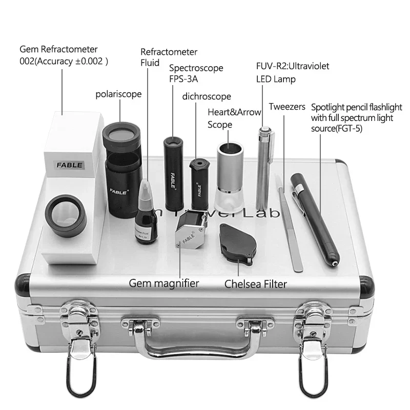 Mini Jewelry Toolkit More Accuracy Equipment Multi-function Gemological Tools Set Gem Travel Lab, 10 Pcs of Items