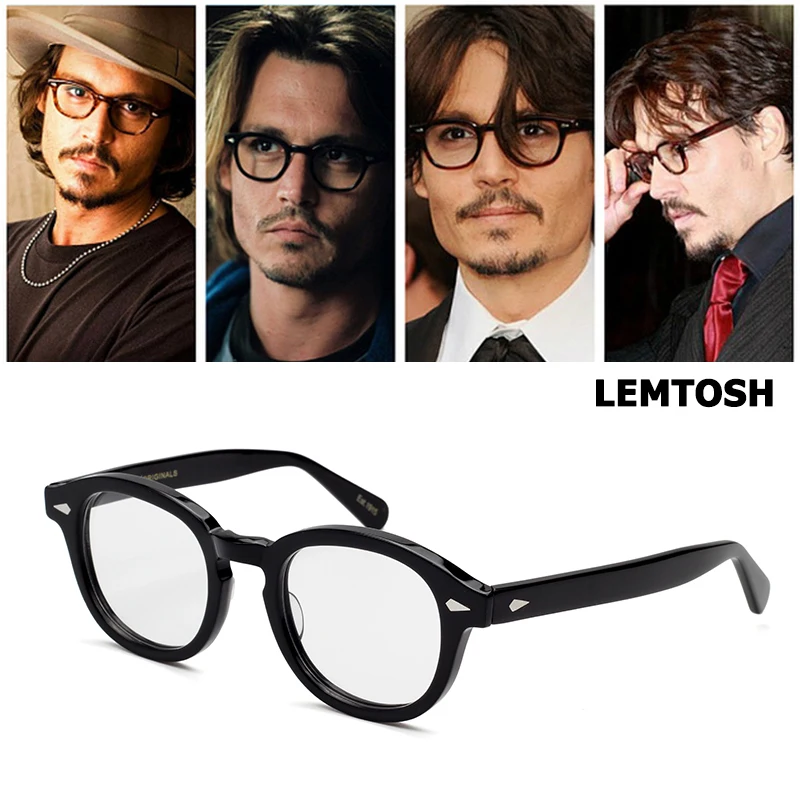 Monture de lunettes vintage pour hommes et femmes, Johnny Depp LemRish, lunettes d\'ordinateur, monture en acétate, verres transparents