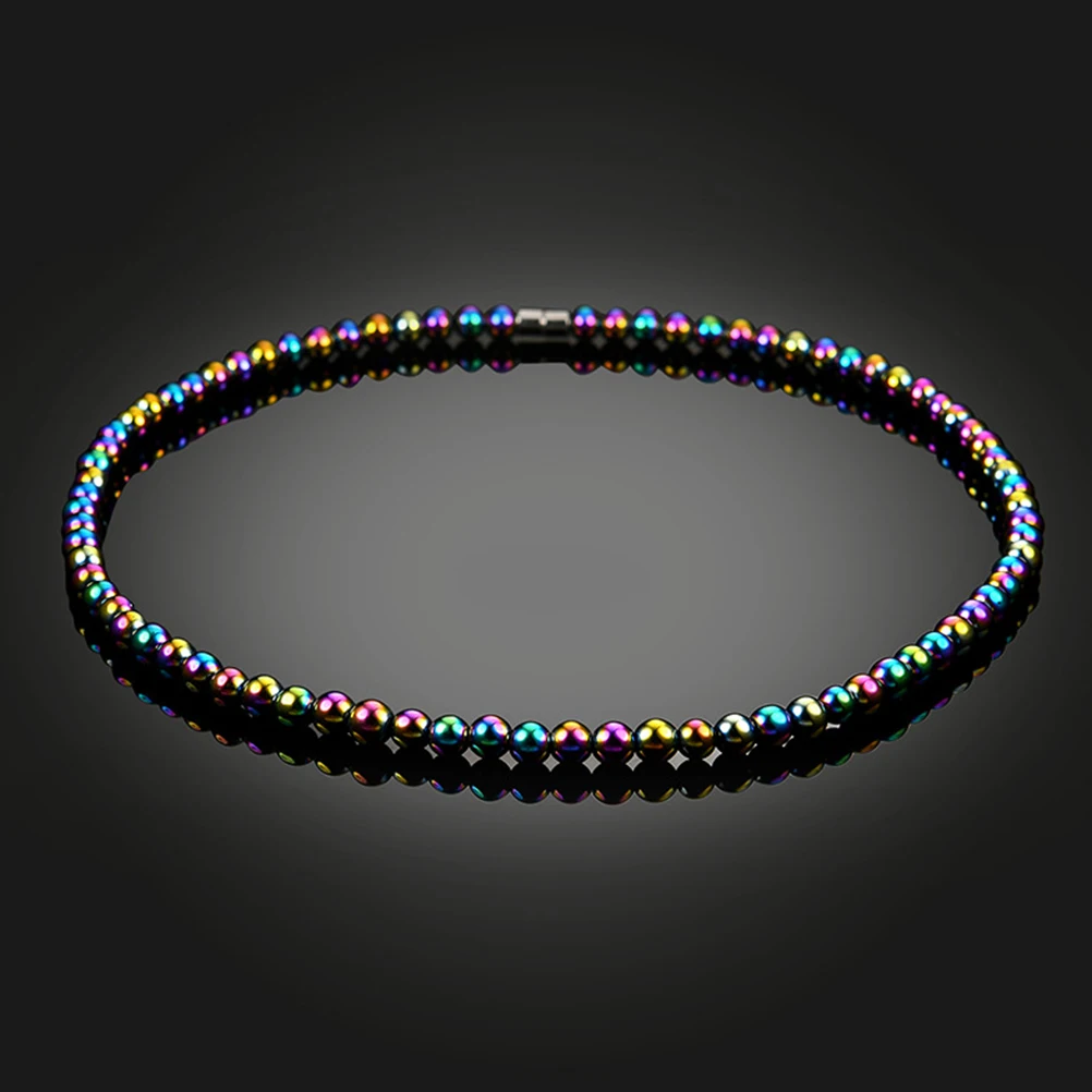 

1pc Magnetic Stone Necklace Beaded Design For Unisex Healing Therapy Promotes Blood Circulation Durable Fashion Jewelry Gift